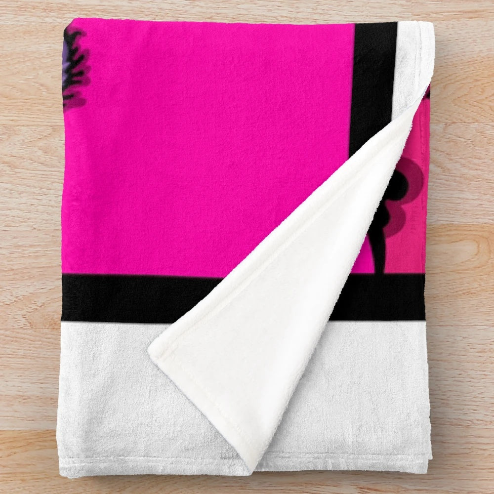 Retro plush blanket with a psychedelic parrot design