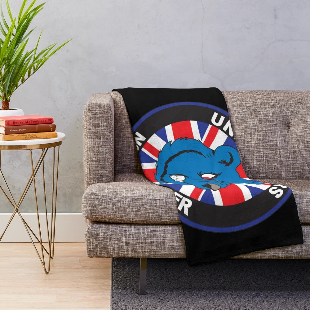 Retro plush blanket featuring the Rangers football club design