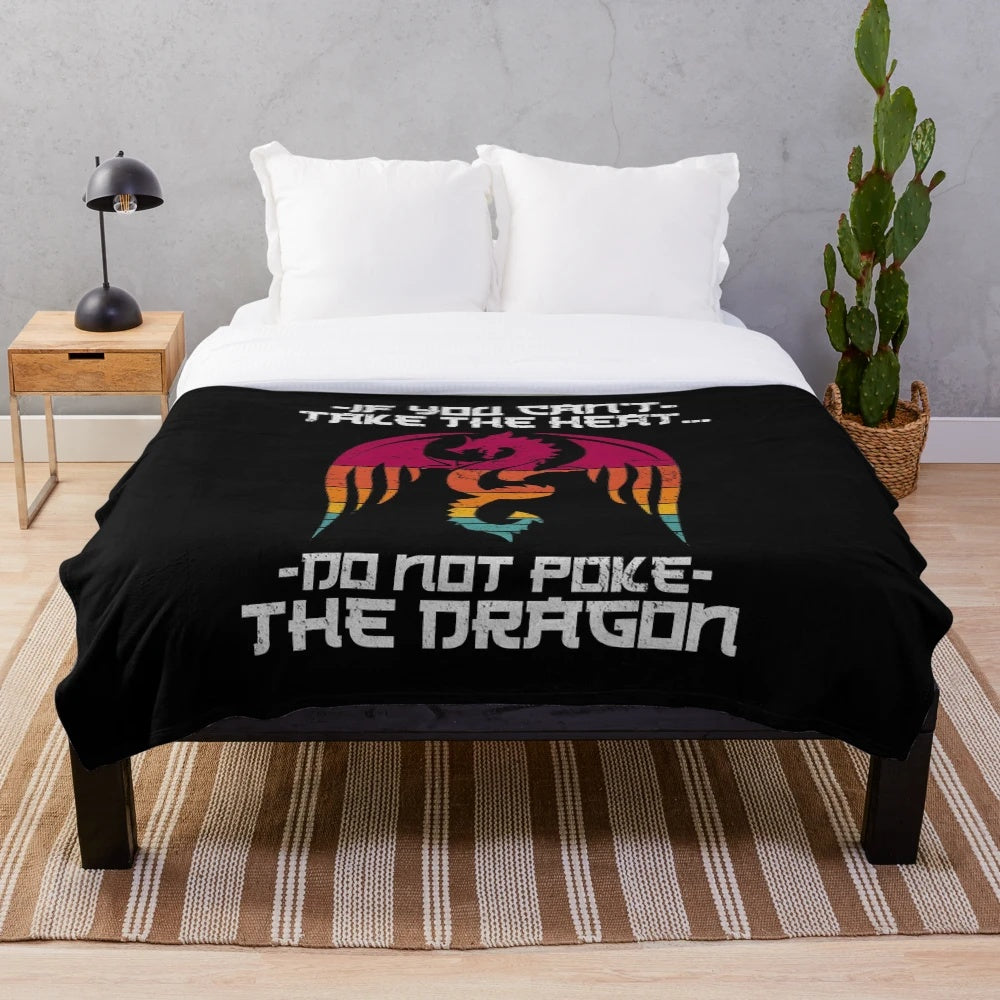 Retro plush dragon blanket with Japanese mythical creature design for fantasy animal lovers