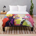 Vibrant polygonal Marilyn Monroe plush blanket with abstract art design