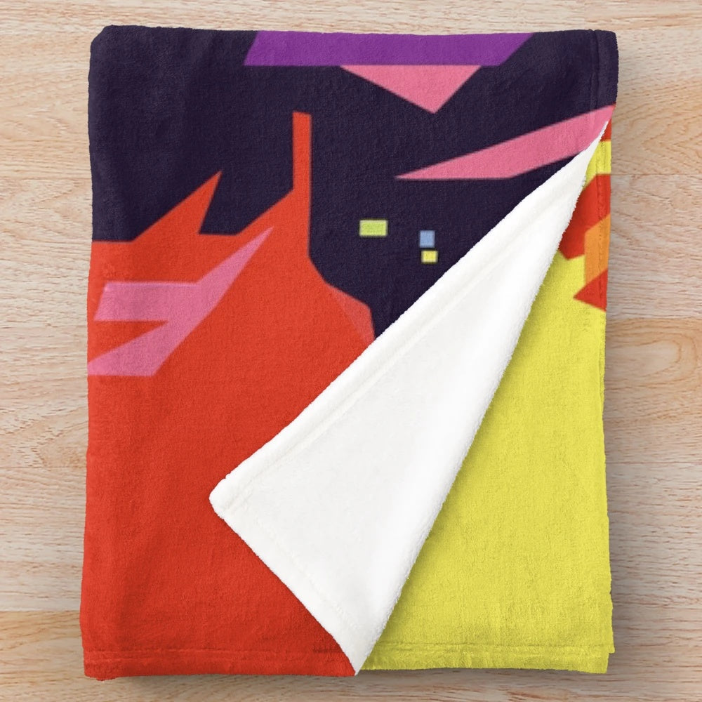 Vibrant polygonal Marilyn Monroe plush blanket with abstract art design