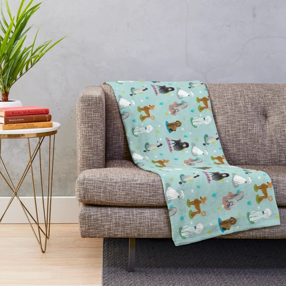 Retro poodle design plush blanket