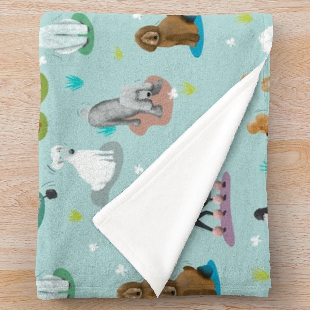 Retro poodle design plush blanket