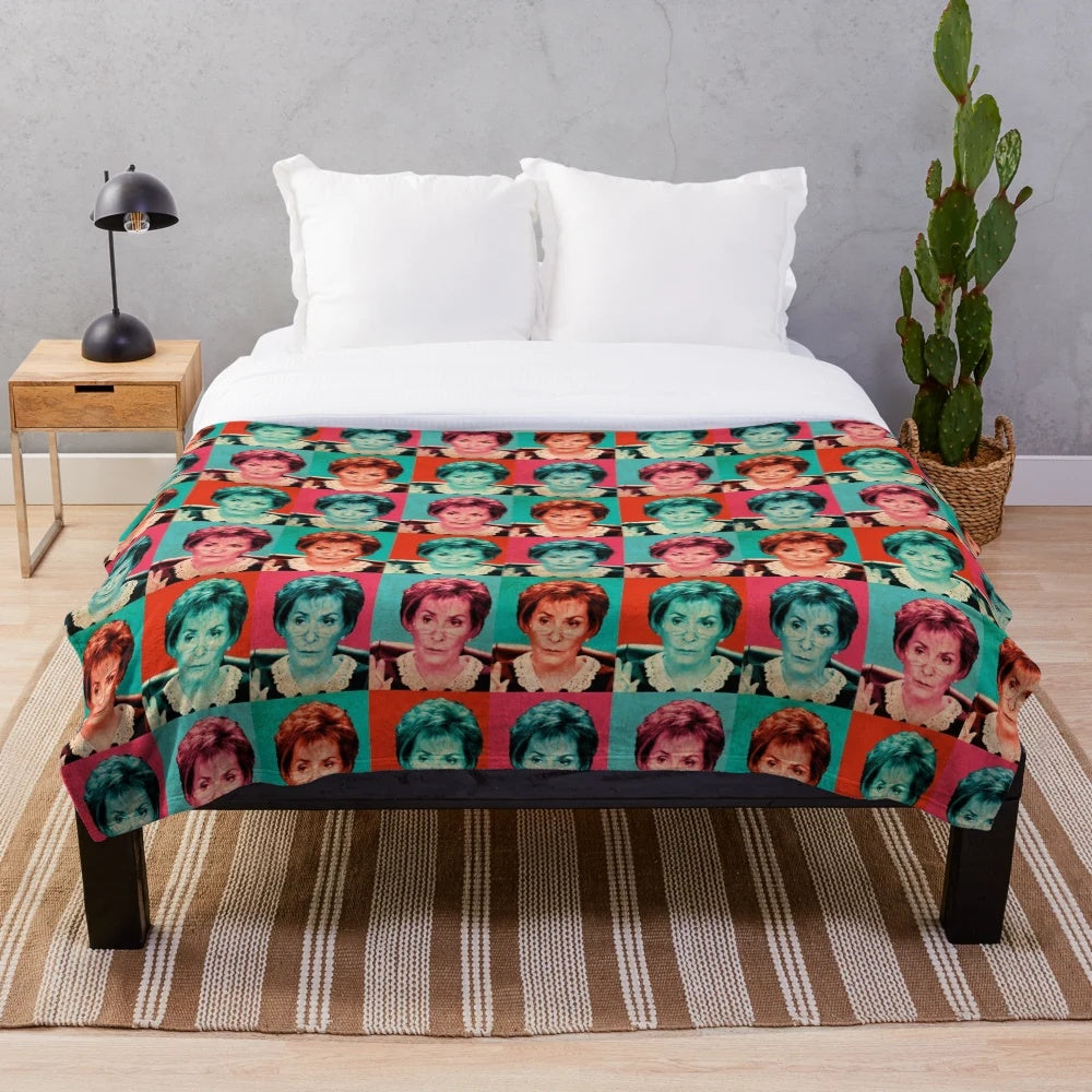 Retro pop art inspired plush blanket featuring Judge Judy