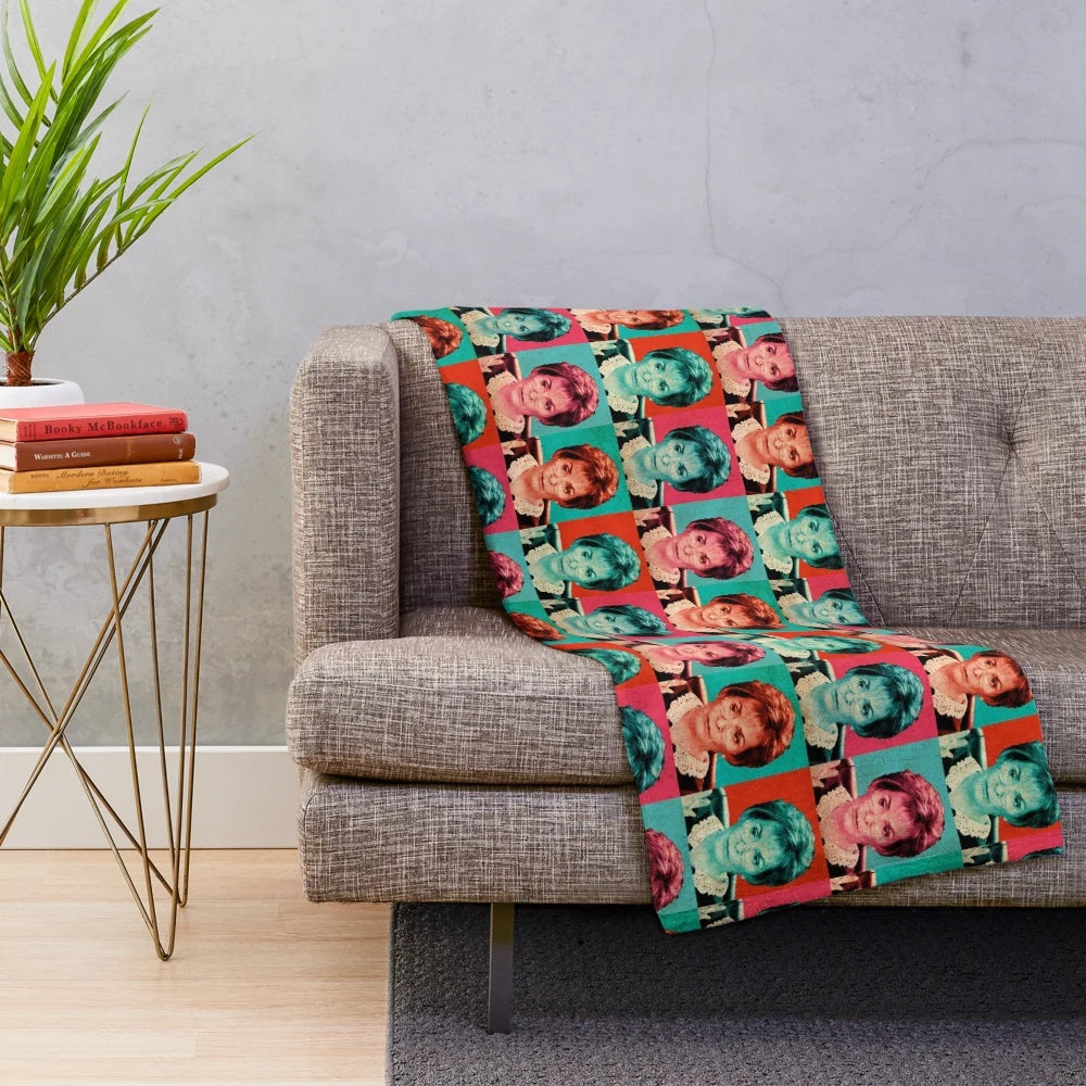 Retro pop art inspired plush blanket featuring Judge Judy