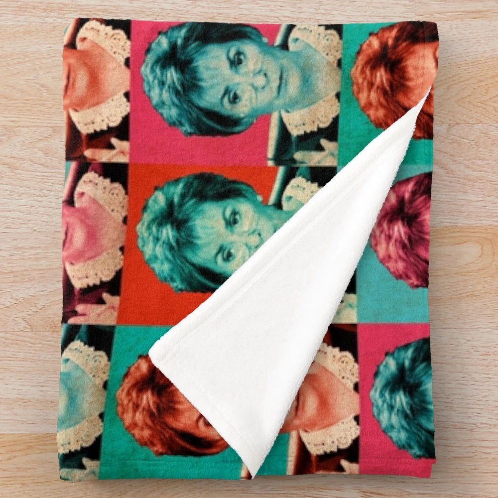 Retro pop art inspired plush blanket featuring Judge Judy