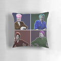 Retro pop art style pillow with images of Coronation Street's iconic female characters