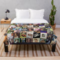 Retro pop art plush blanket with Olivia Newton-John album collage design