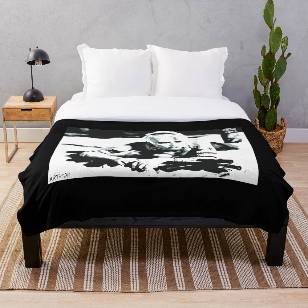 Colorful pop art style Tank Girl inspired plush blanket
