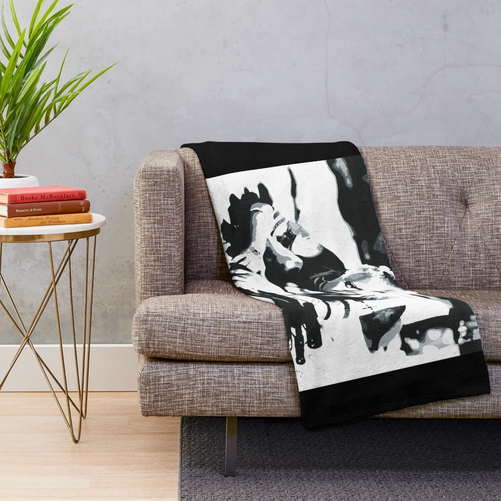 Colorful pop art style Tank Girl inspired plush blanket