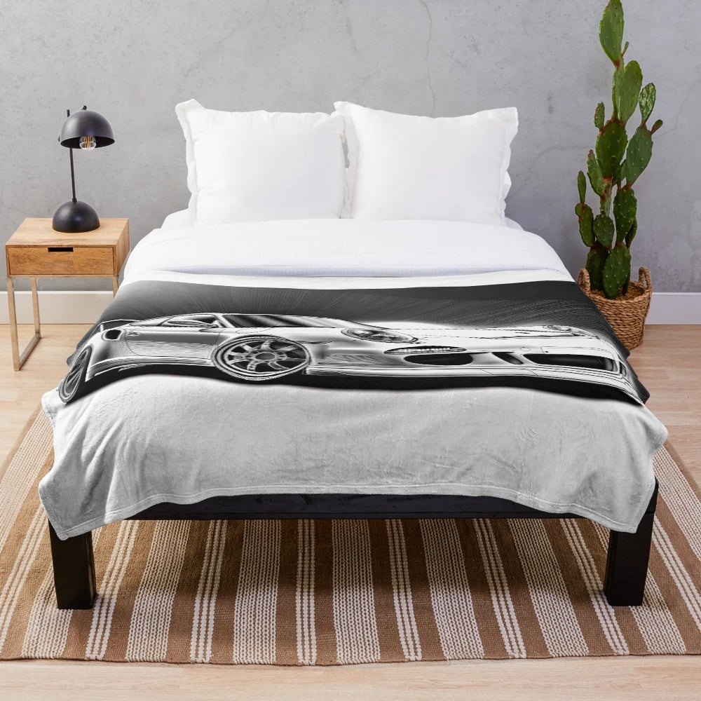 Retro Porsche 911 inspired plush blanket