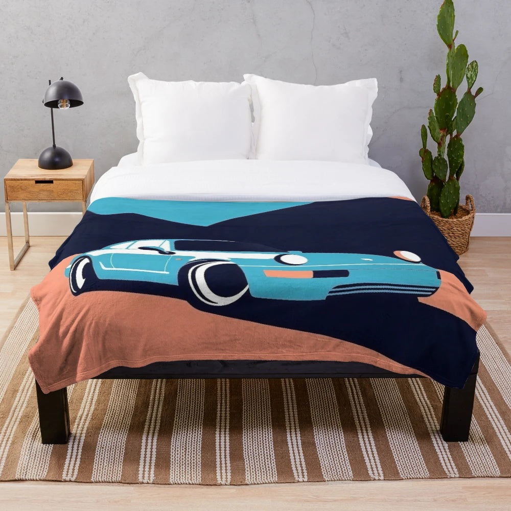 Plush blanket featuring a classic Porsche sports car design