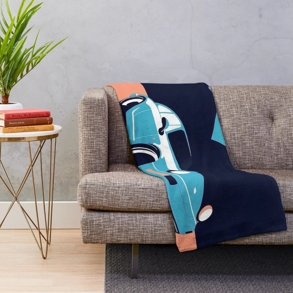 Plush blanket featuring a classic Porsche sports car design