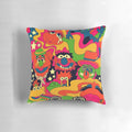 Vibrant, psychedelic-inspired pillow with a groovy, retro 70s design