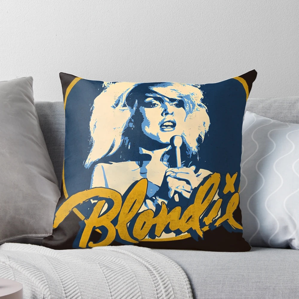 Vintage Punk Rock Girl Pillow featuring the iconic Blondie band members