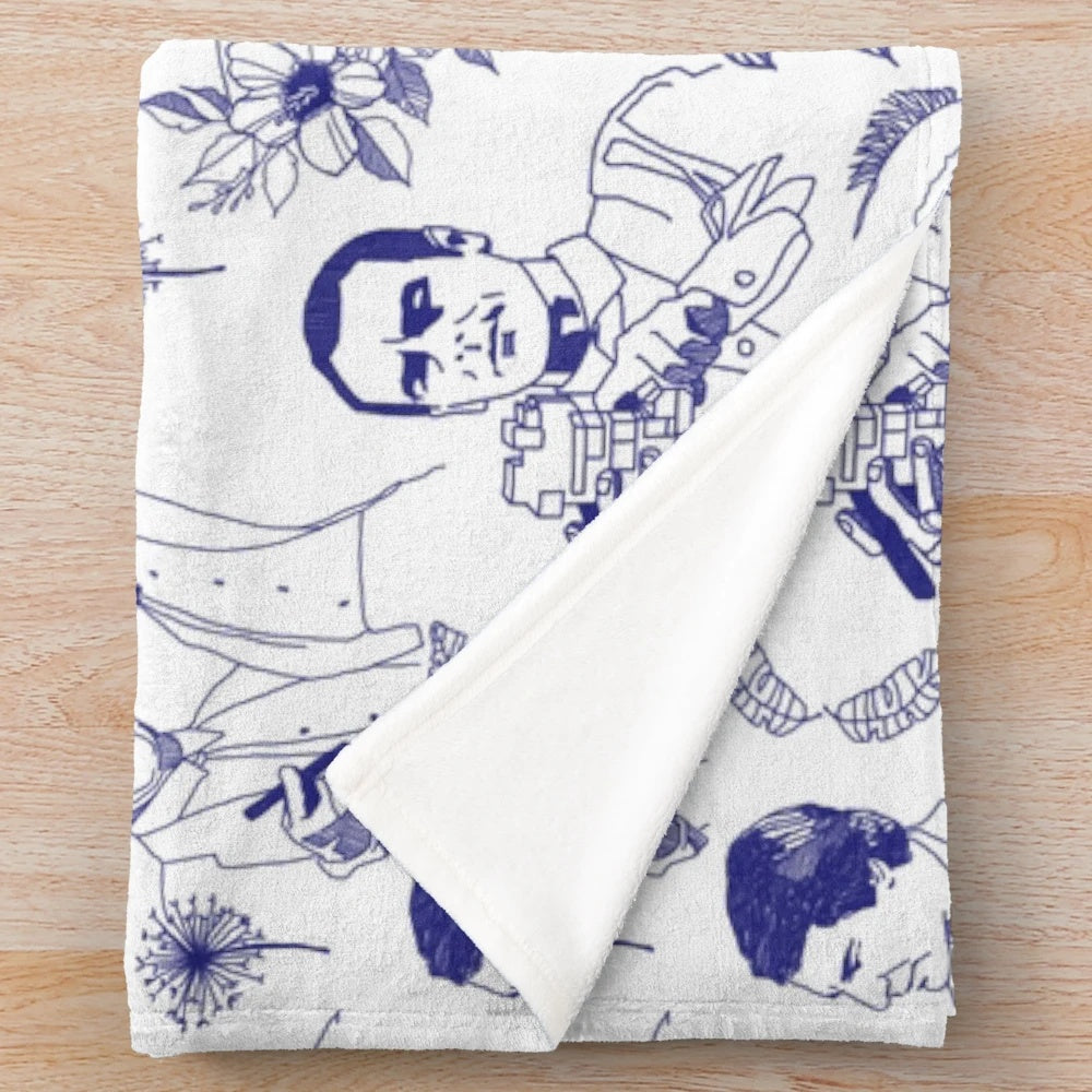 Quantum Leap inspired plush blanket featuring characters Sam and Al