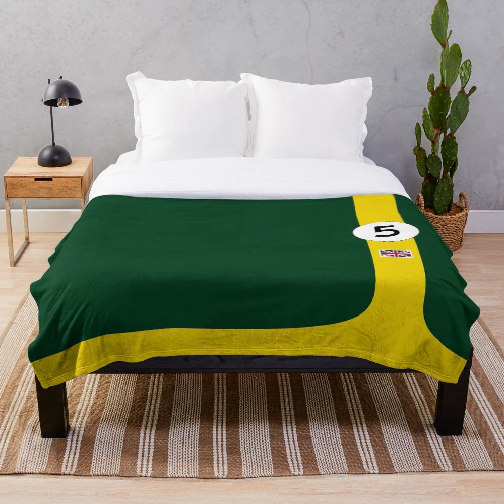 Plush racing-inspired blanket with stripes and Lotus styling