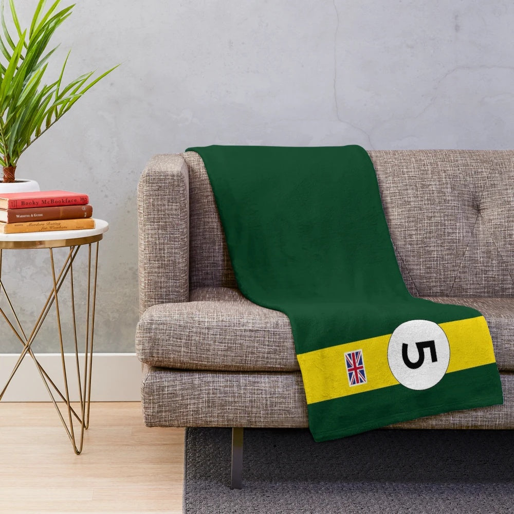 Plush racing-inspired blanket with stripes and Lotus styling