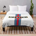 Retro racing stripe plush blanket with Martini-inspired design