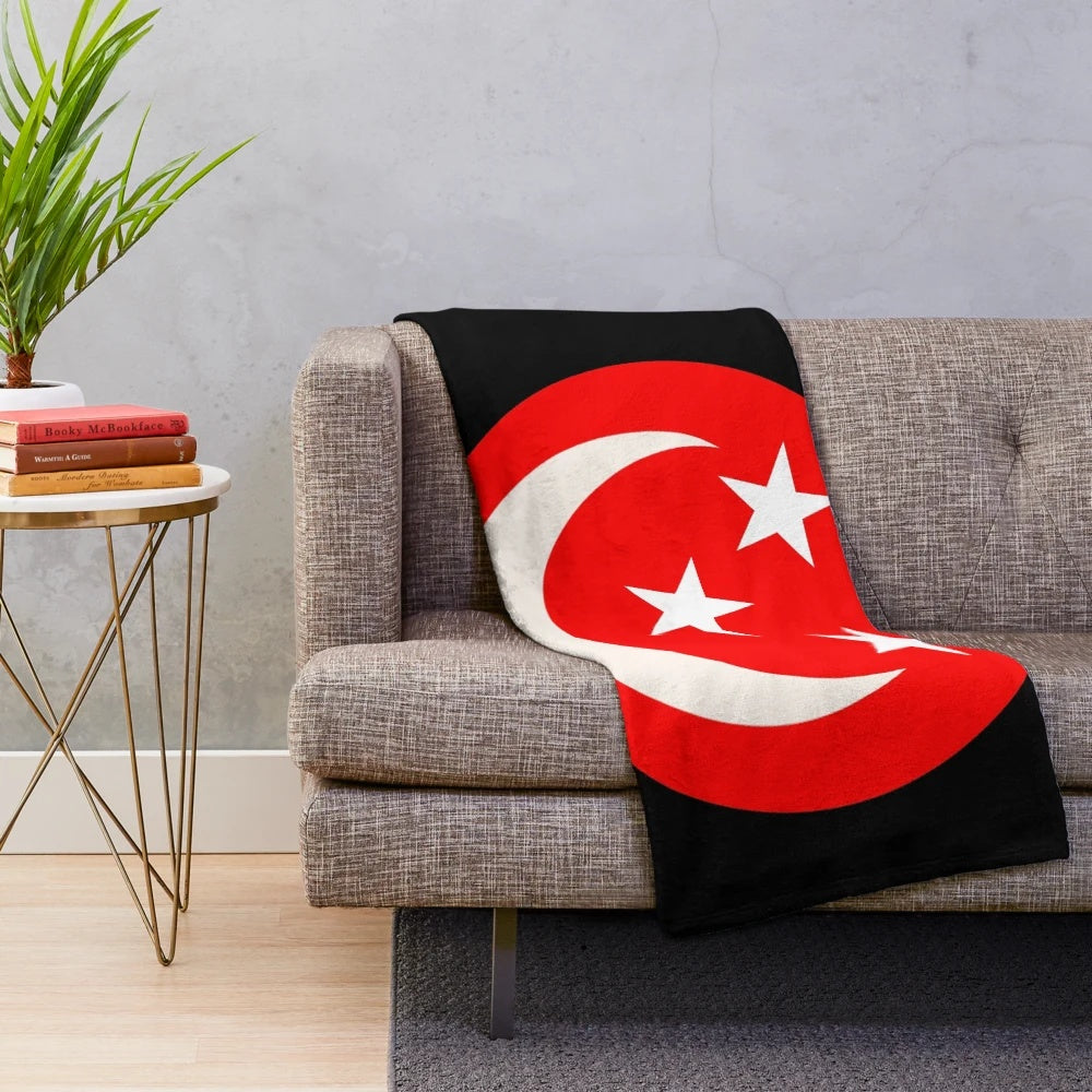 Cozy red plush blanket with smiley face design