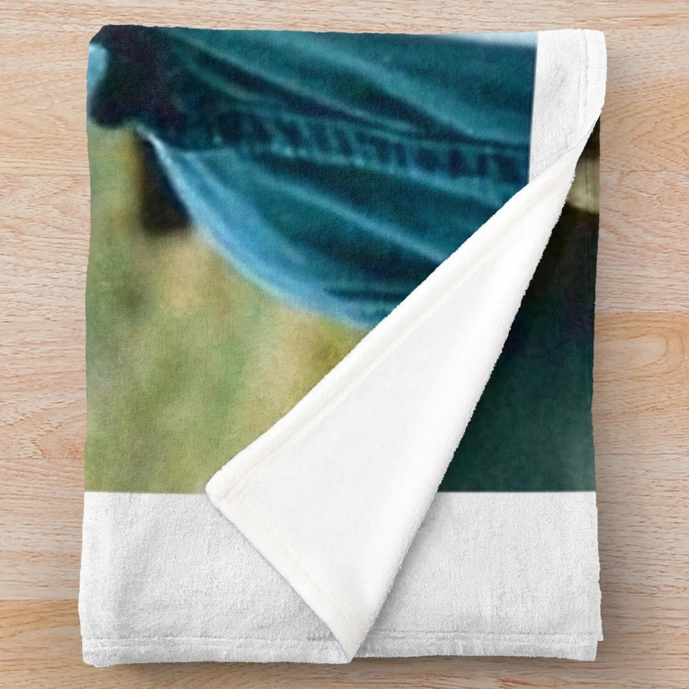 Retro Rob Lowe inspired plush blanket with 80s tv show and movie graphics