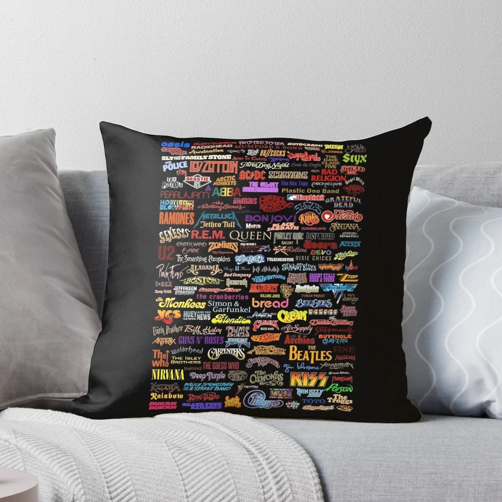 Retro rock band poster pillow with indie pop, alternative, and punk album cover art design