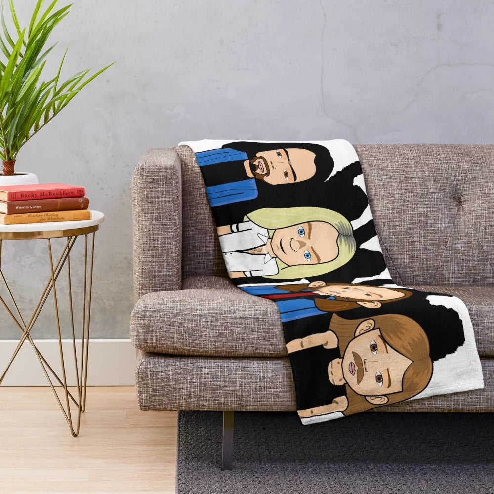Plush blanket featuring classic rock band Status Quo's iconic imagery and colors