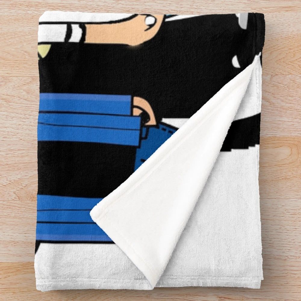 Plush blanket featuring classic rock band Status Quo's iconic imagery and colors