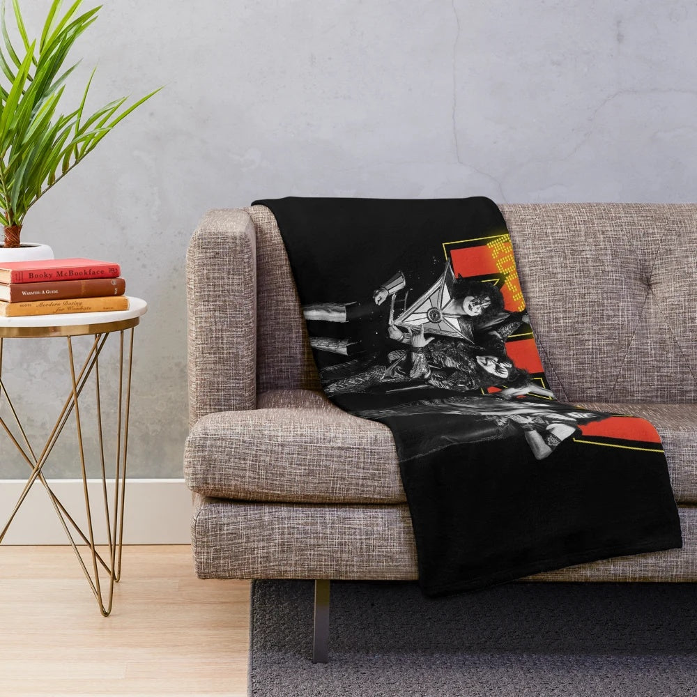 Retro KISS plush blanket with vintage rock band design