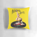 Vibrant retro rockabilly goddess pillow with 60s surf culture inspired design