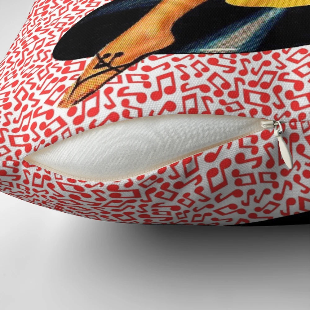 Vintage-inspired Rockabilly Goddess Pillow featuring a vibrant pin-up style design