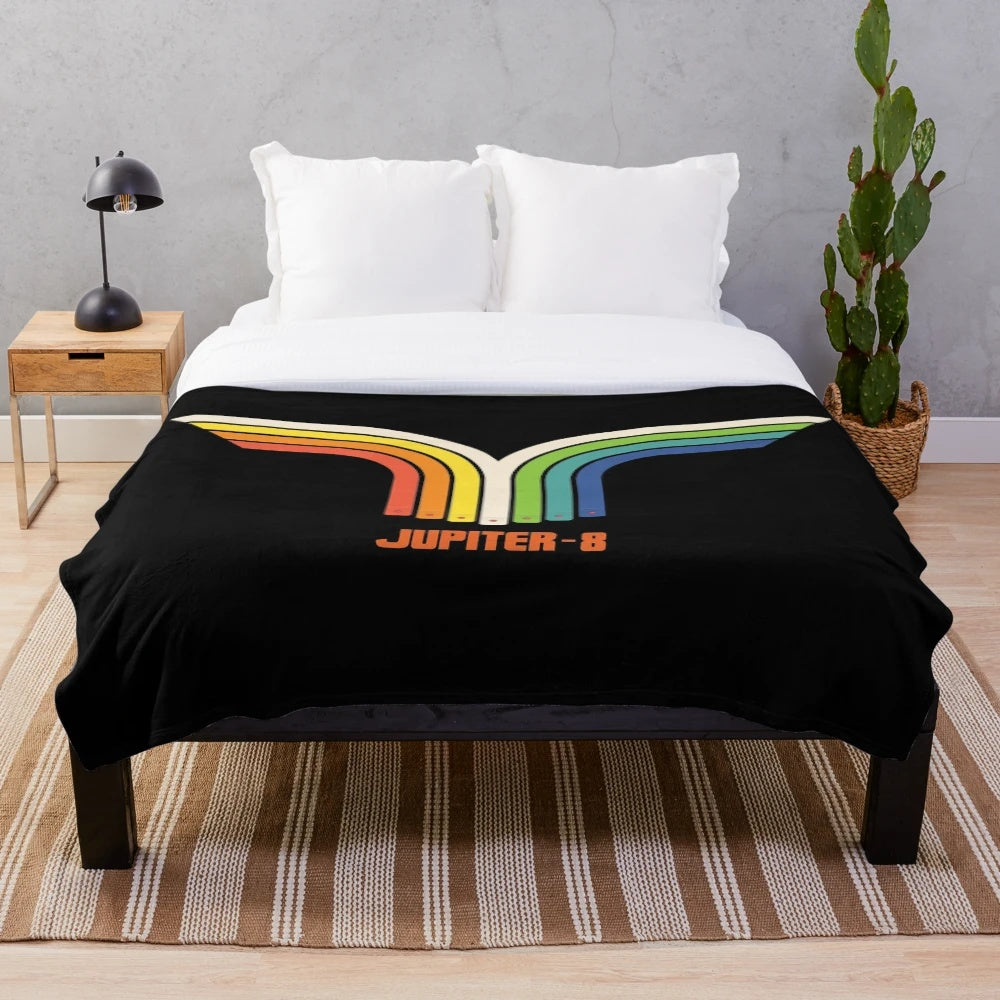 Soft plush blanket featuring the retro design of the iconic Roland Jupiter 8 analog synthesizer