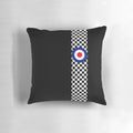 Retro round graphic decorative pillow with bold, simple design
