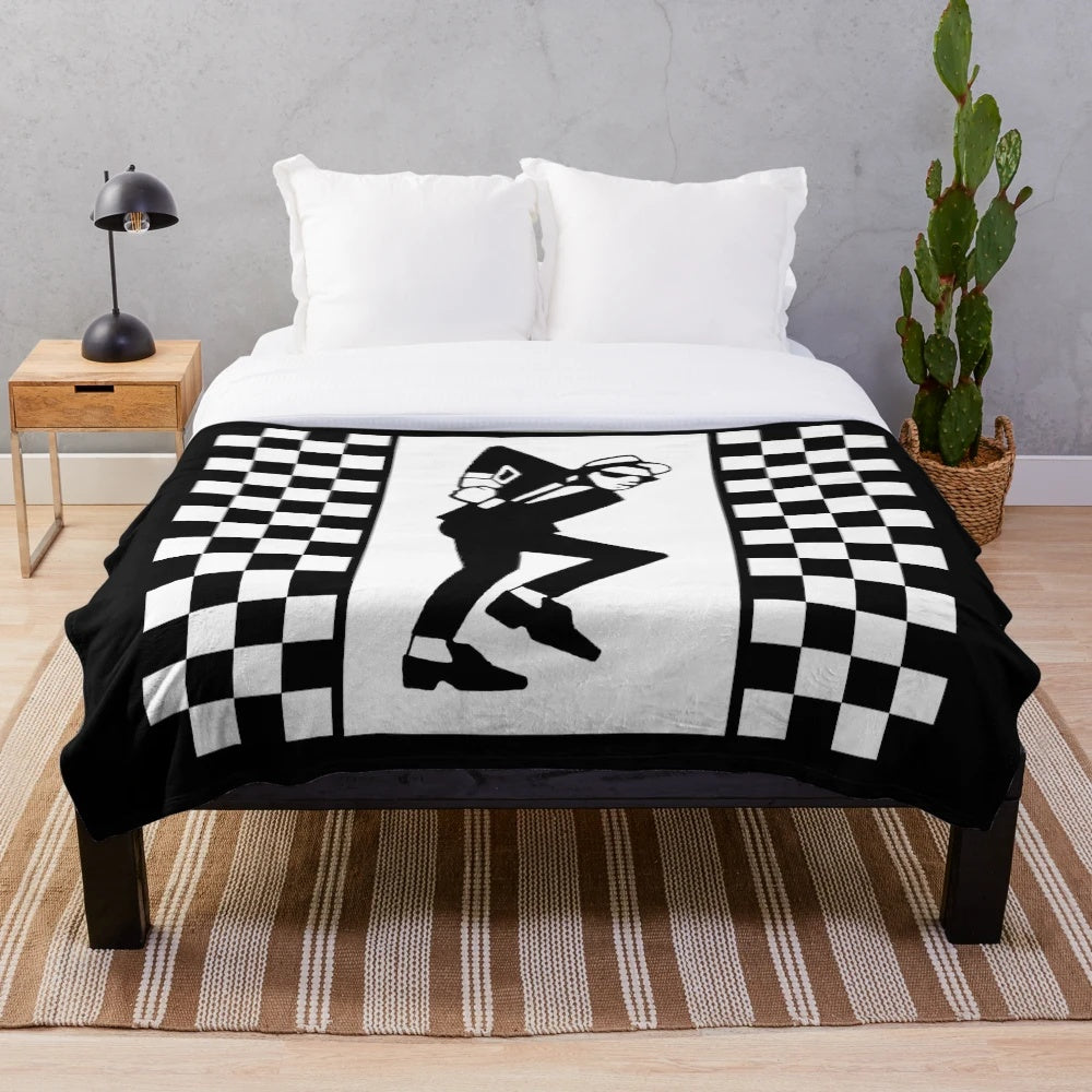 Retro Rude Boy Plush Blanket with Ska, Punk, and Pop Art Inspired Design