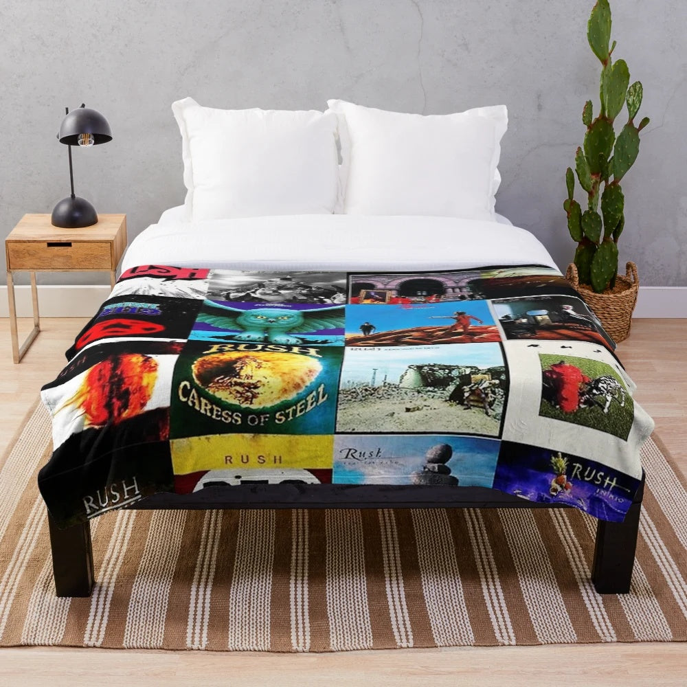 Plush blanket featuring the album cover art of the classic rock band Rush
