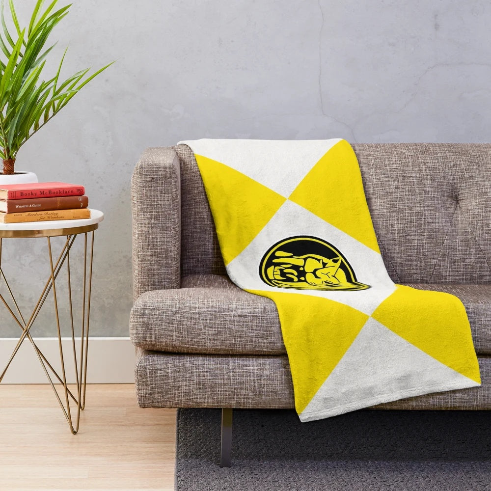 Retro saber-toothed tiger plush blanket with power rangers design
