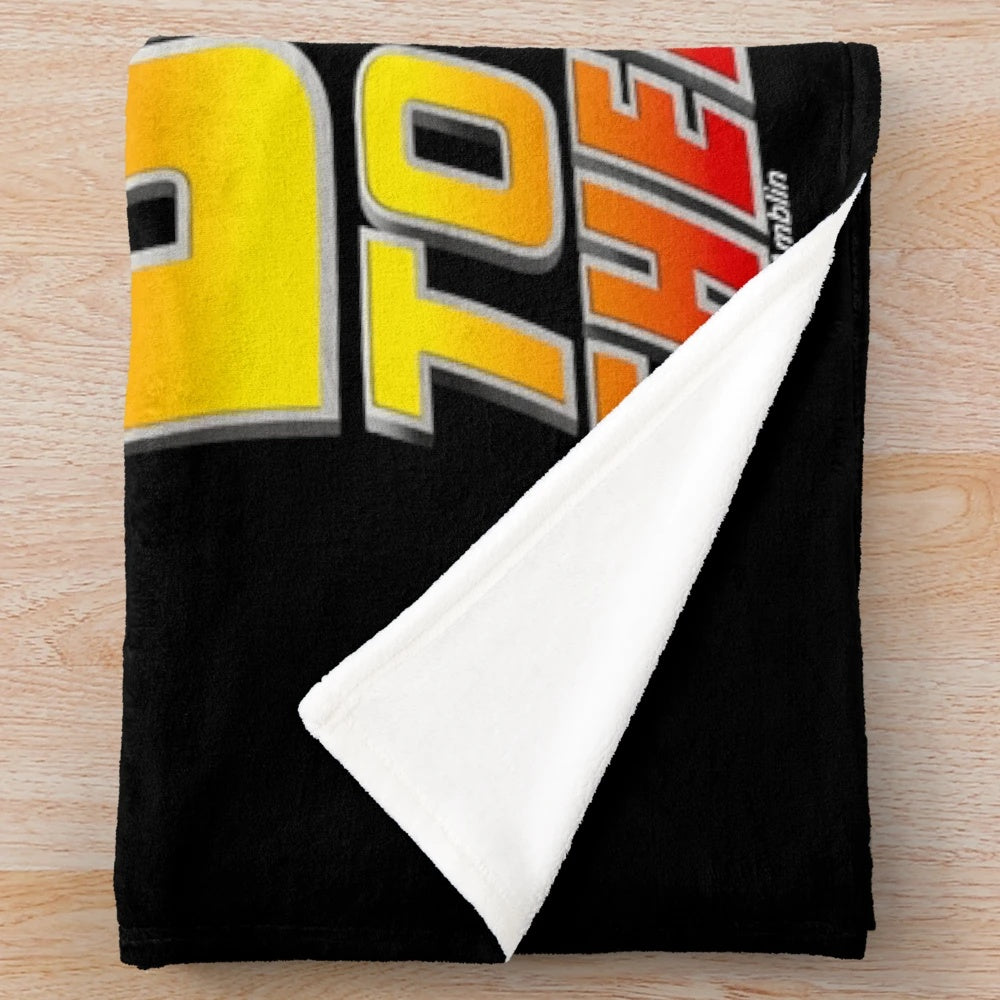 Back to the Future inspired plush blanket featuring DeLorean car, Marty McFly and Doc Brown stencil art
