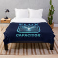 Retro sci-fi inspired plush blanket featuring the iconic flux capacitor design from the Back to the Future movie