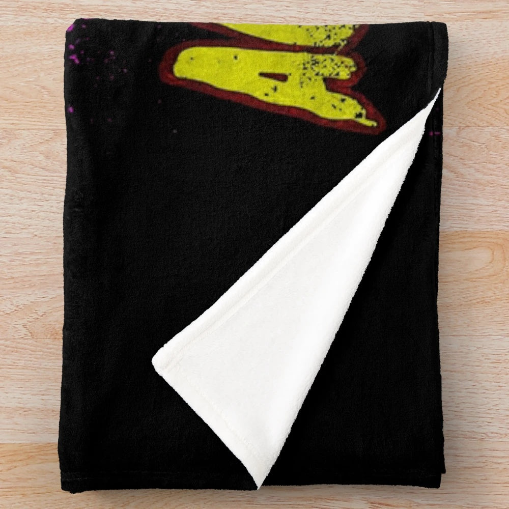 Retro sci-fi Mars Attacks inspired plush blanket with fun alien design