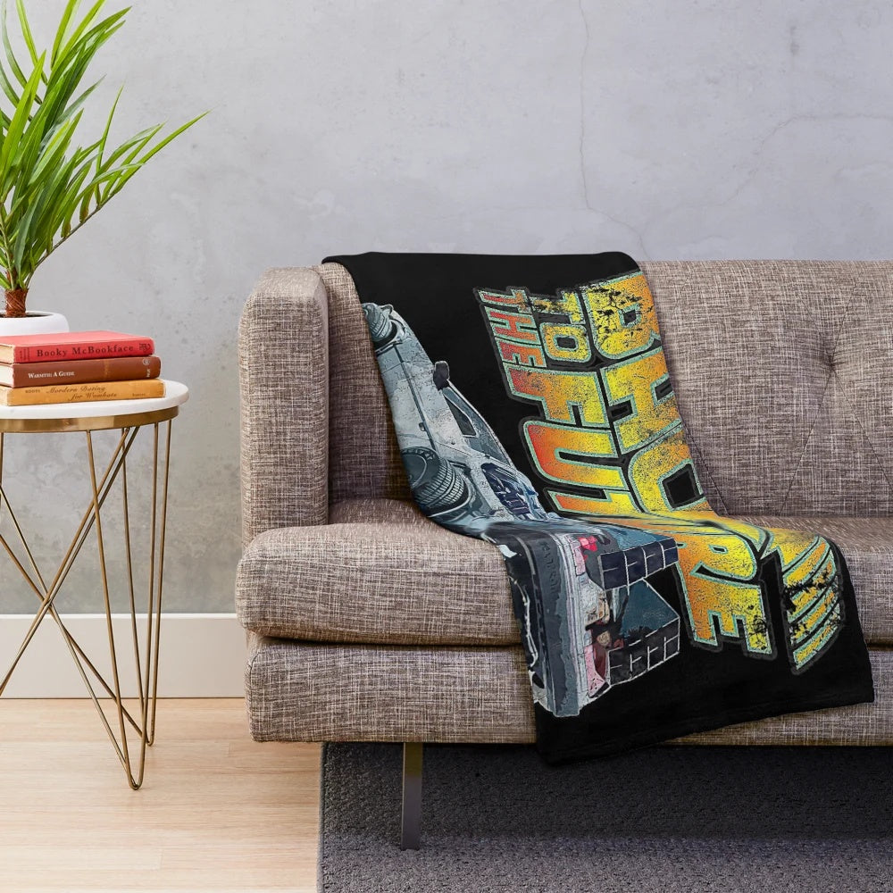 Retro Back to the Future inspired plush blanket