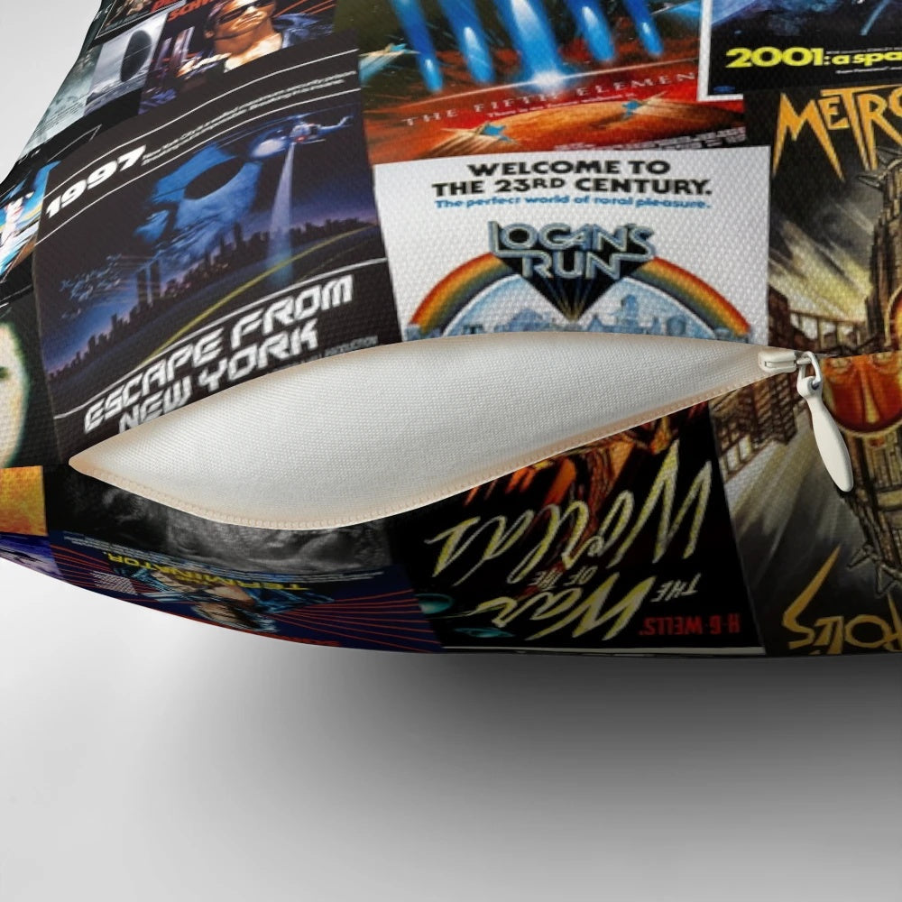Sci-Fi Movie Poster Pillow featuring retro and vintage style space and science fiction artwork