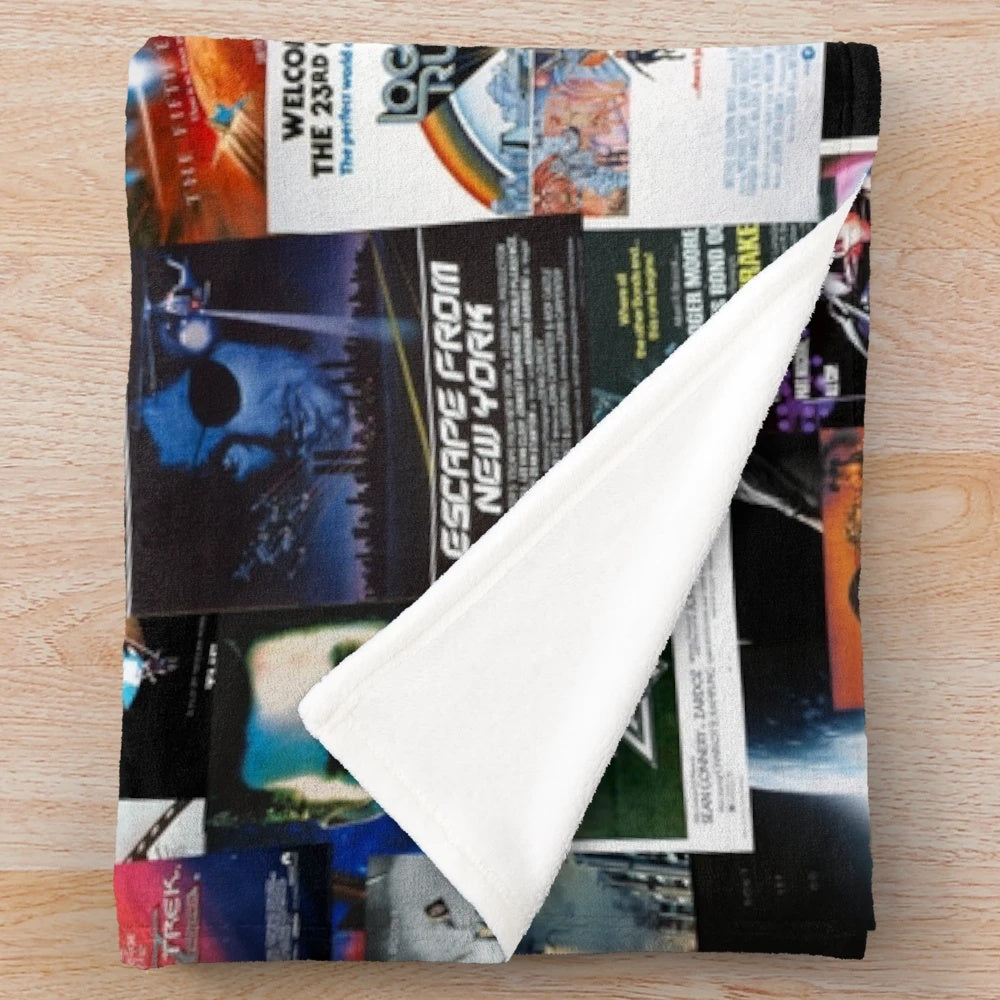 Cozy plush blanket featuring retro sci-fi movie posters