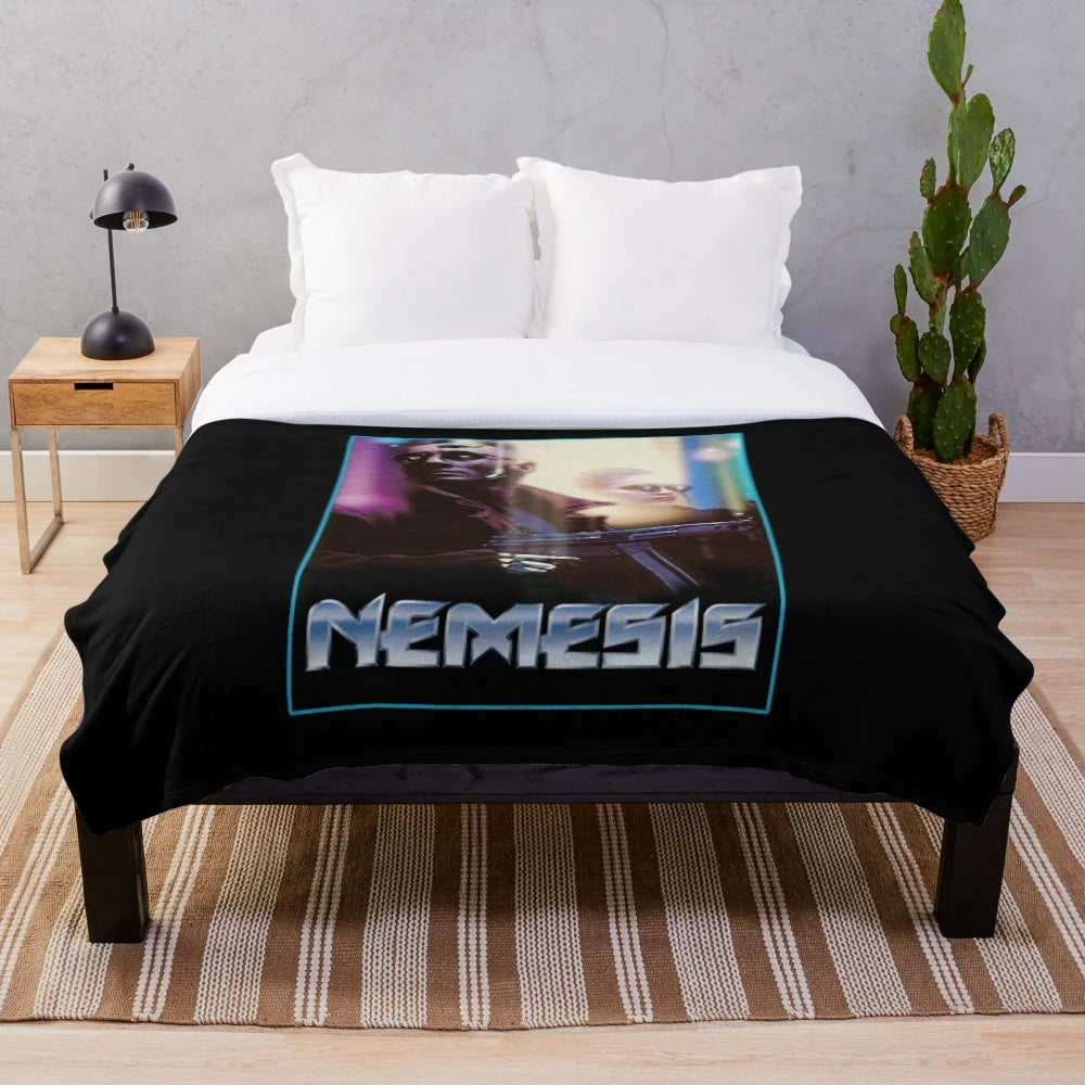 Retro sci-fi Nemesis cyberpunk plush blanket