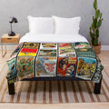 Retro science fiction movie poster inspired plush blanket