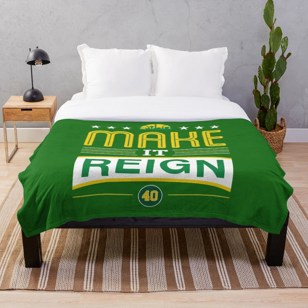 Plush blanket featuring retro Seattle sports design
