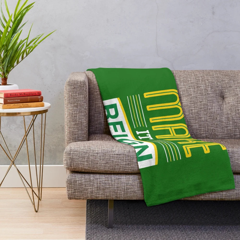 Plush blanket featuring retro Seattle sports design