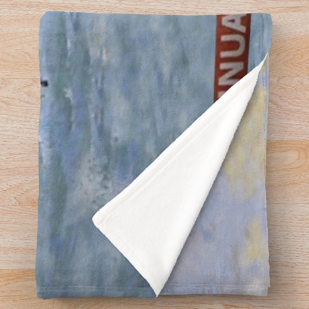 Plush blanket with a retro design inspired by the classic 1970s film Jaws