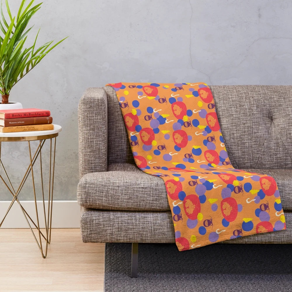 Shiny crab plush blanket with retro gold pattern, inspired by Disney's Moana
