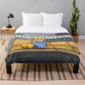 Retro plush blanket with family affair doll designs and New York City travel imagery