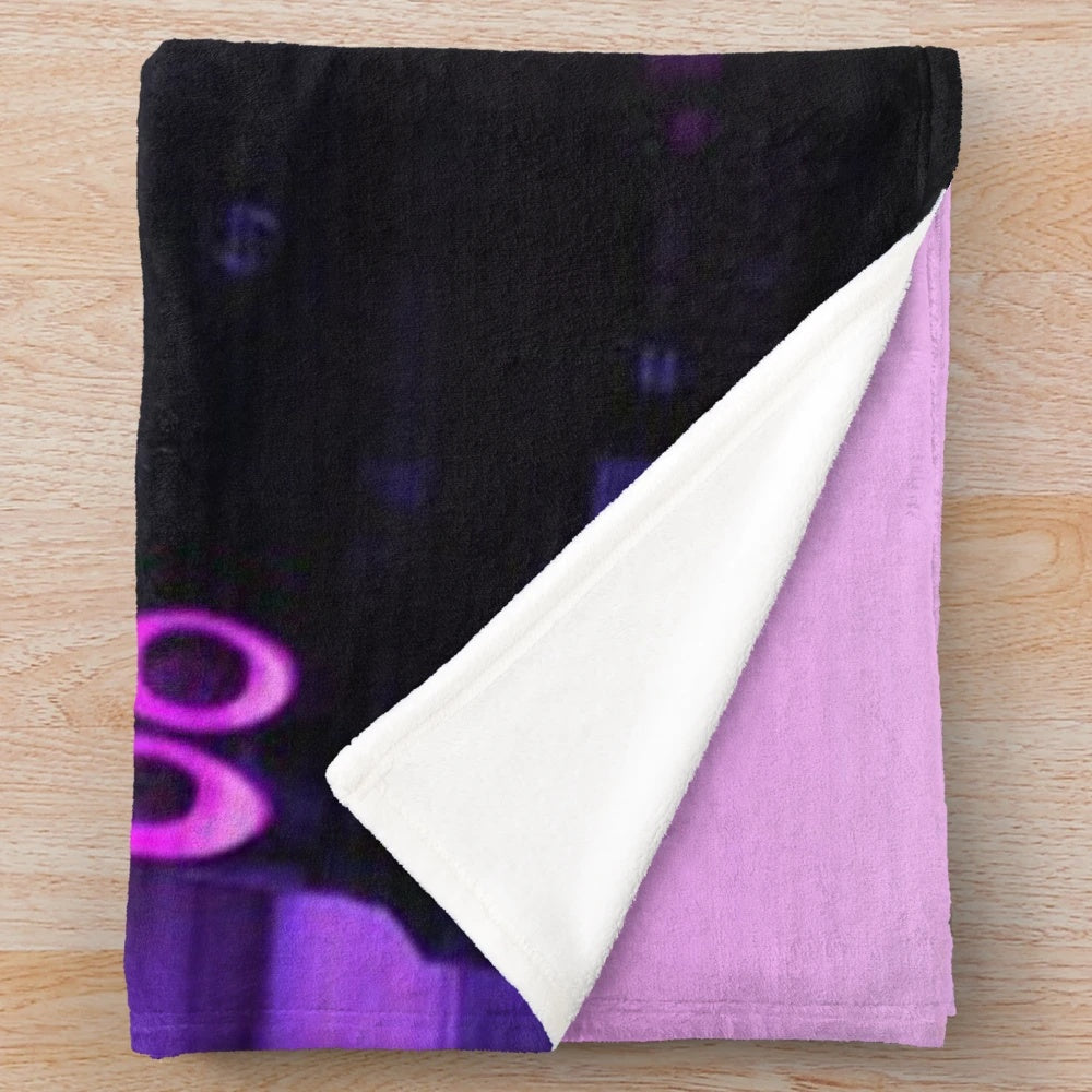 Skyline GTR R34 inspired plush blanket with vaporwave and retro aesthetic
